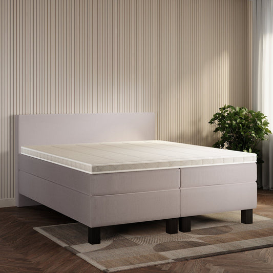 koami Boxspringbett Celine in Cord Grau