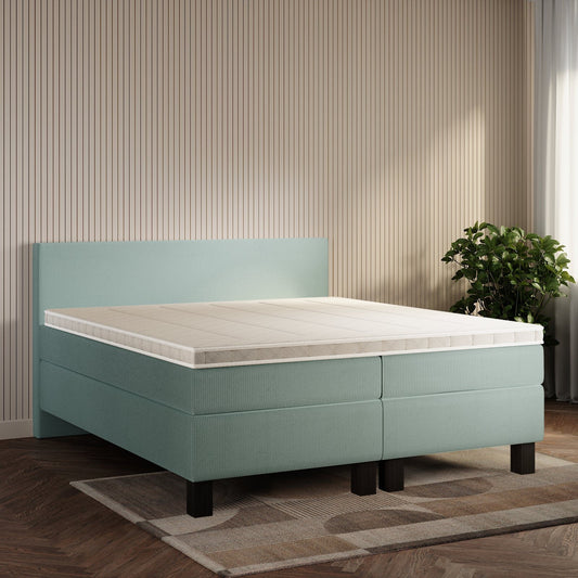 koami Boxspringbett Celine in Cord Blau