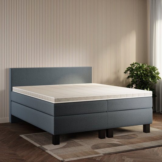 koami Boxspringbett Celine in Grober Stoff Anthrazit