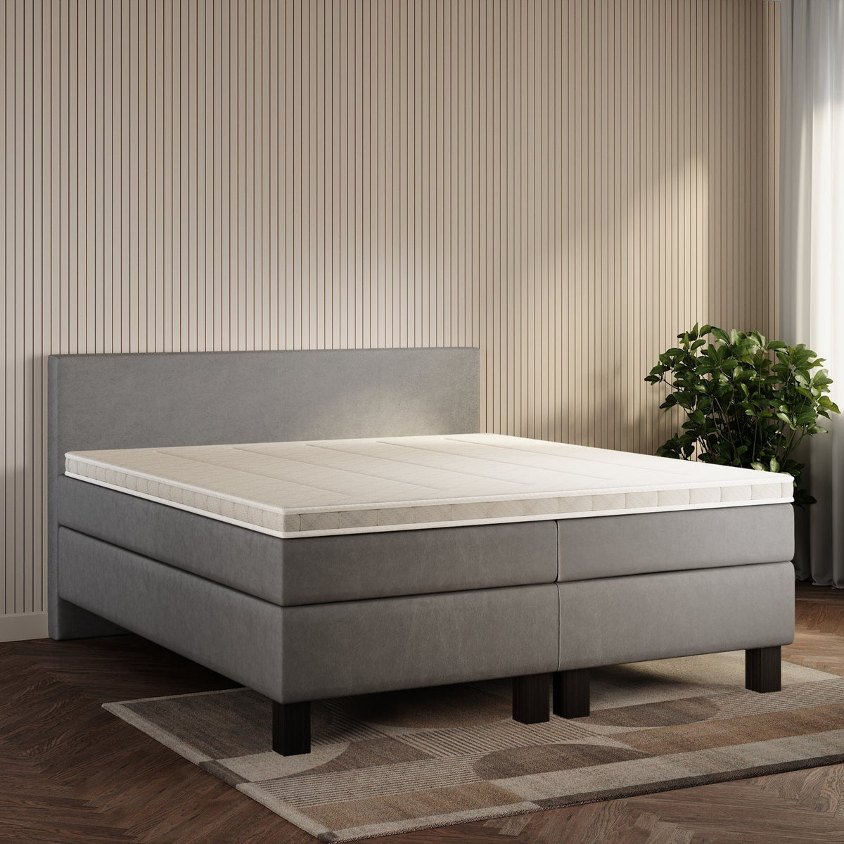 koami Boxspringbett Celine in Kunstleder Grau