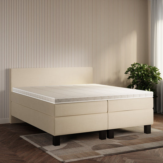 koami Boxspringbett Celine in Samt Creme