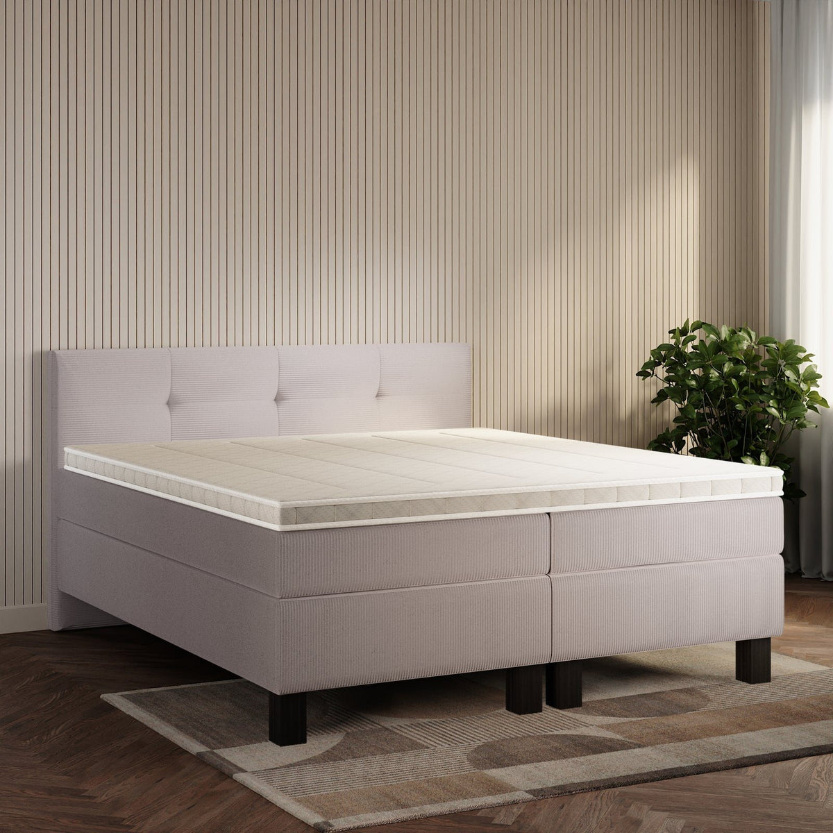koami Boxspringbett Elora in Cord Grau