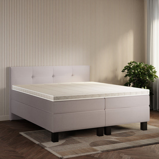koami Boxspringbett Elora in Cord Grau