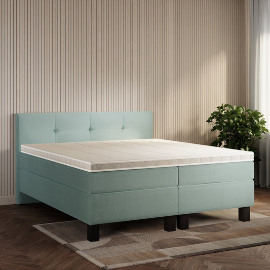 koami Boxspringbett Elora in Cord Blau