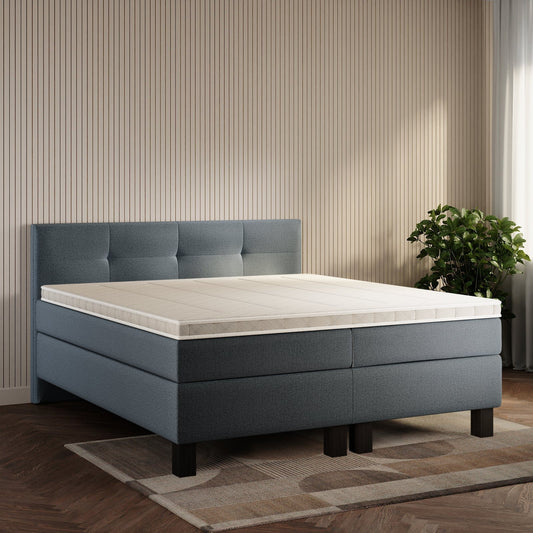 koami Boxspringbett Elora in Grober Stoff Anthrazit