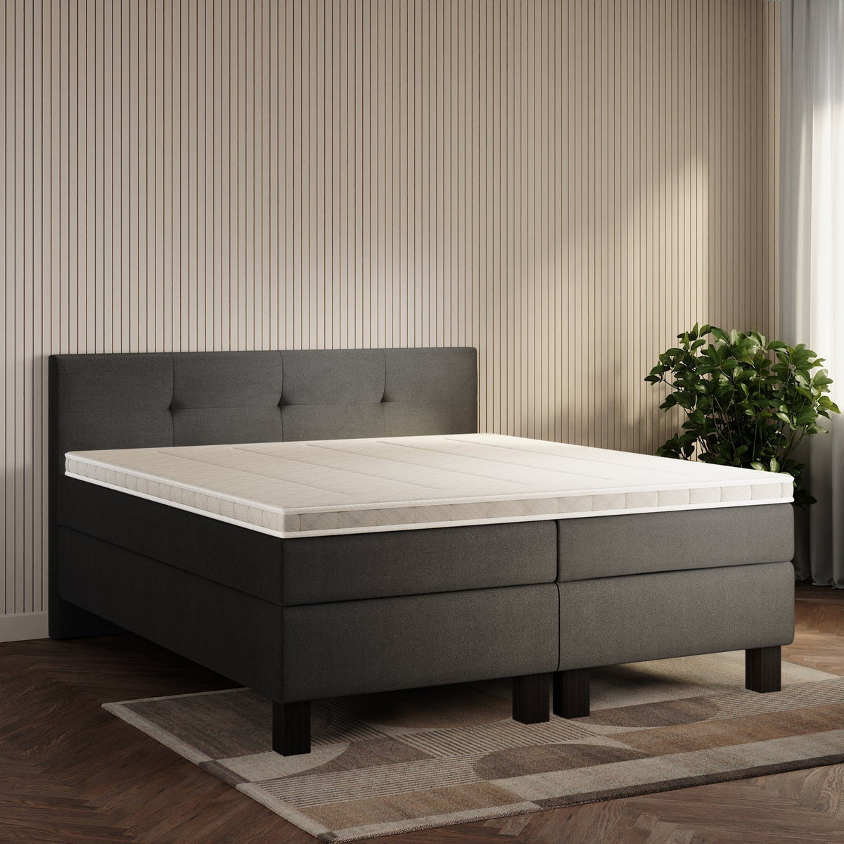koami Boxspringbett Elora in Samt Grau
