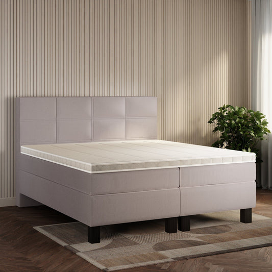koami Boxspringbett Florel in Cord Grau