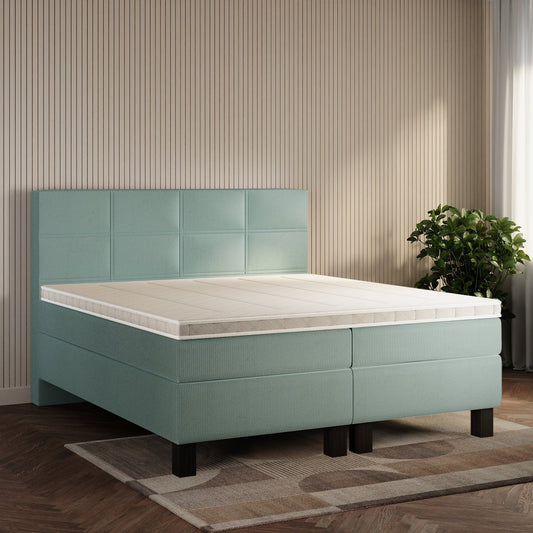 koami Boxspringbett Florel in Cord Blau
