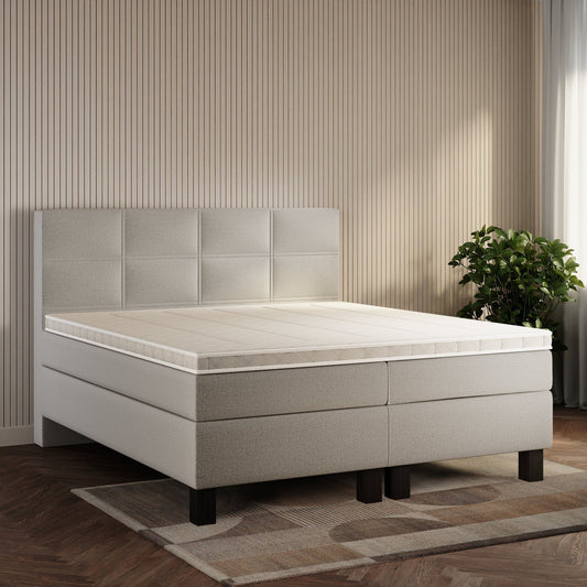 koami Boxspringbett Florel in Grober Stoff Beige