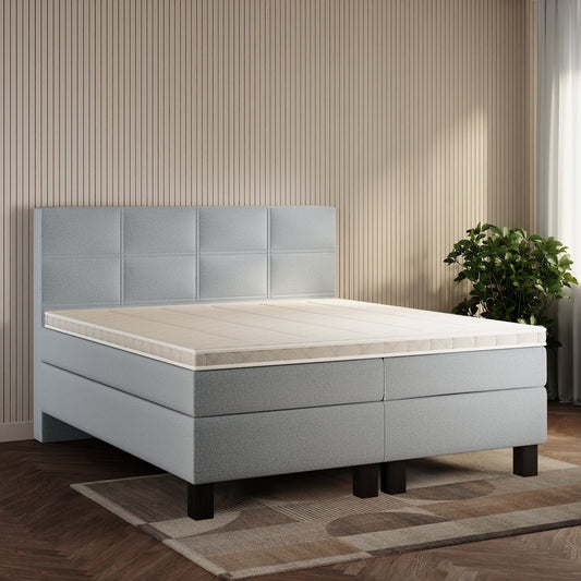 koami Boxspringbett Florel in Grober Stoff Dunkelgrau