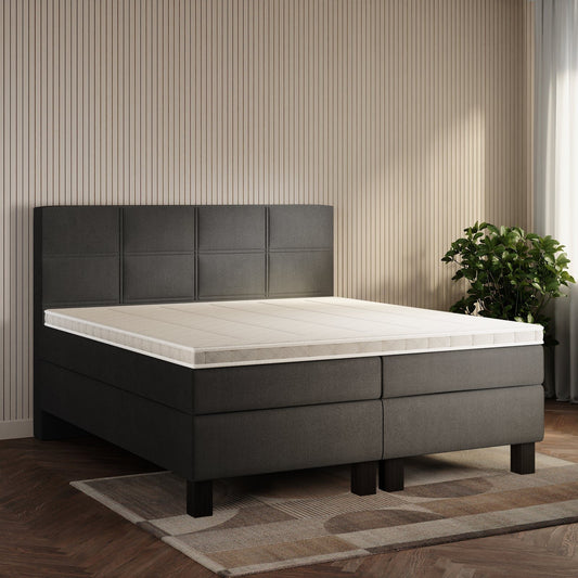 koami Boxspringbett Florel in Samt Grau