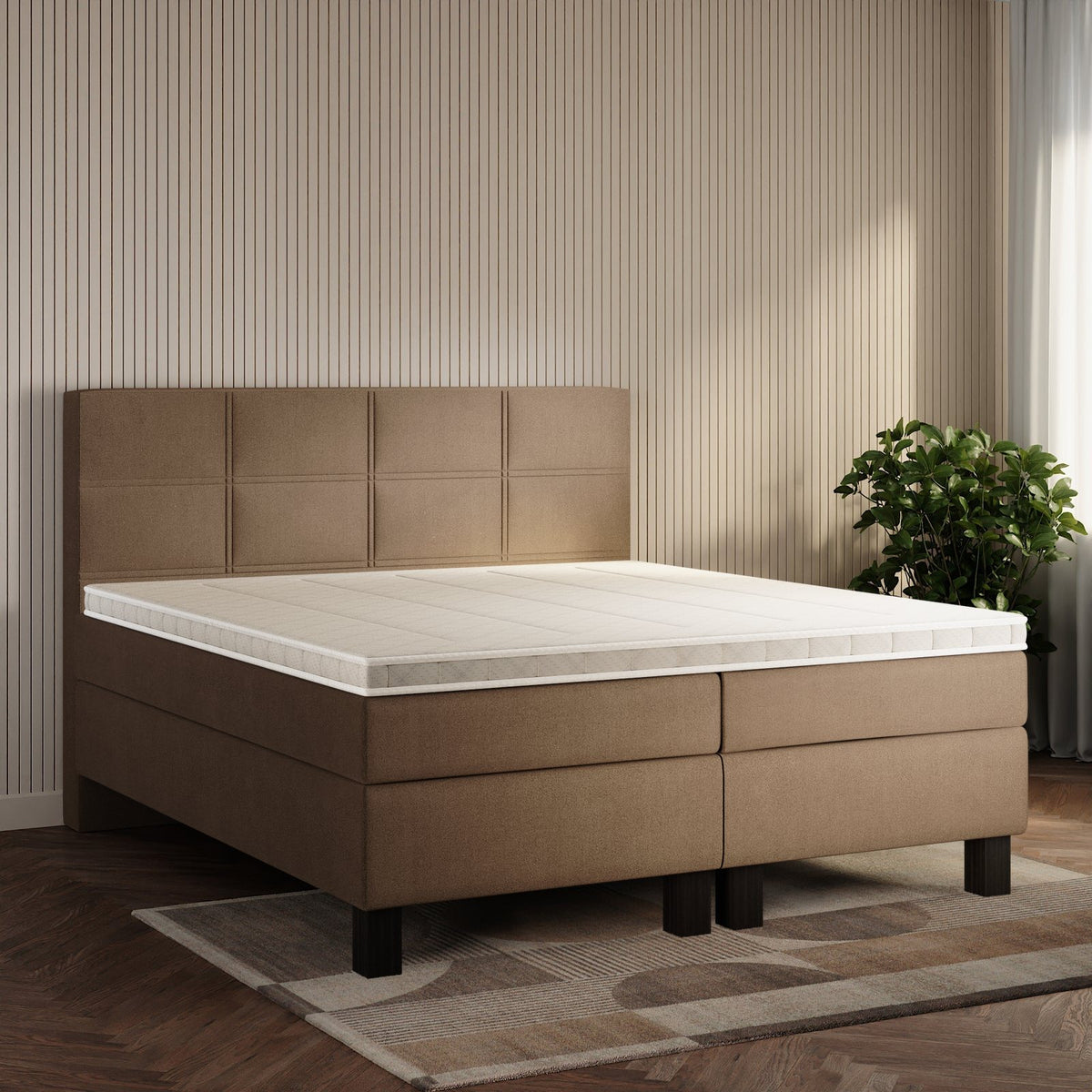 koami Boxspringbett Florel in Samt Beige