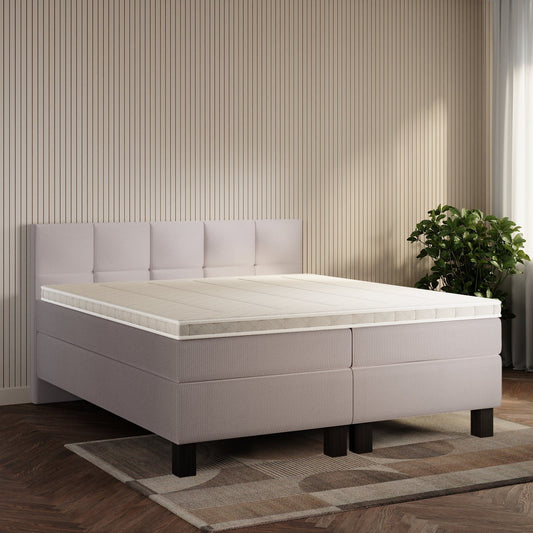koami Boxspringbett Lucel in Cord Grau
