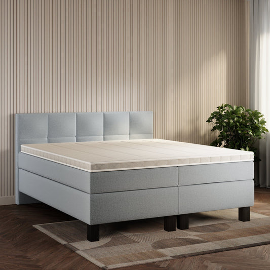 koami Boxspringbett Lucel in Grober Stoff Dunkelgrau