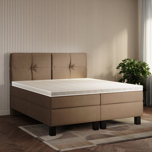 koami Boxspringbett Lumi in Samt Beige