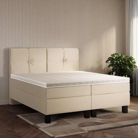 koami Boxspringbett Lumi in Samt Creme