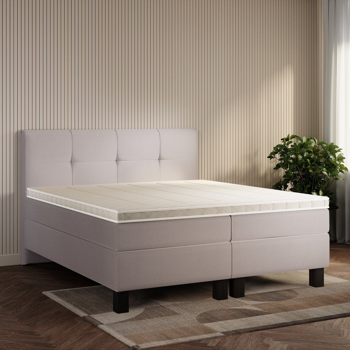 koami Boxspringbett Maelis in Cord Grau