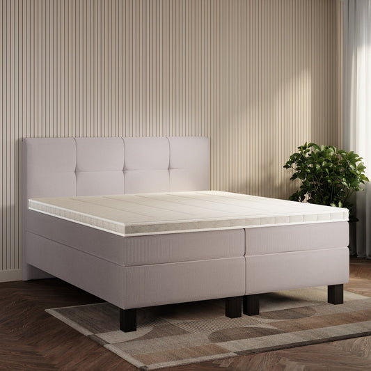 koami Boxspringbett Maelis in Cord Grau