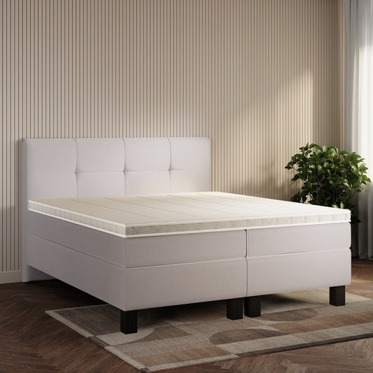 koami Boxspringbett Maelis in Cord Hellgrau