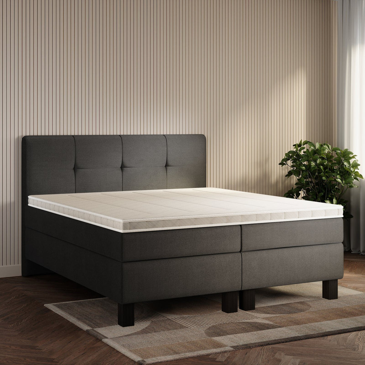 koami Boxspringbett Maelis in Samt Grau