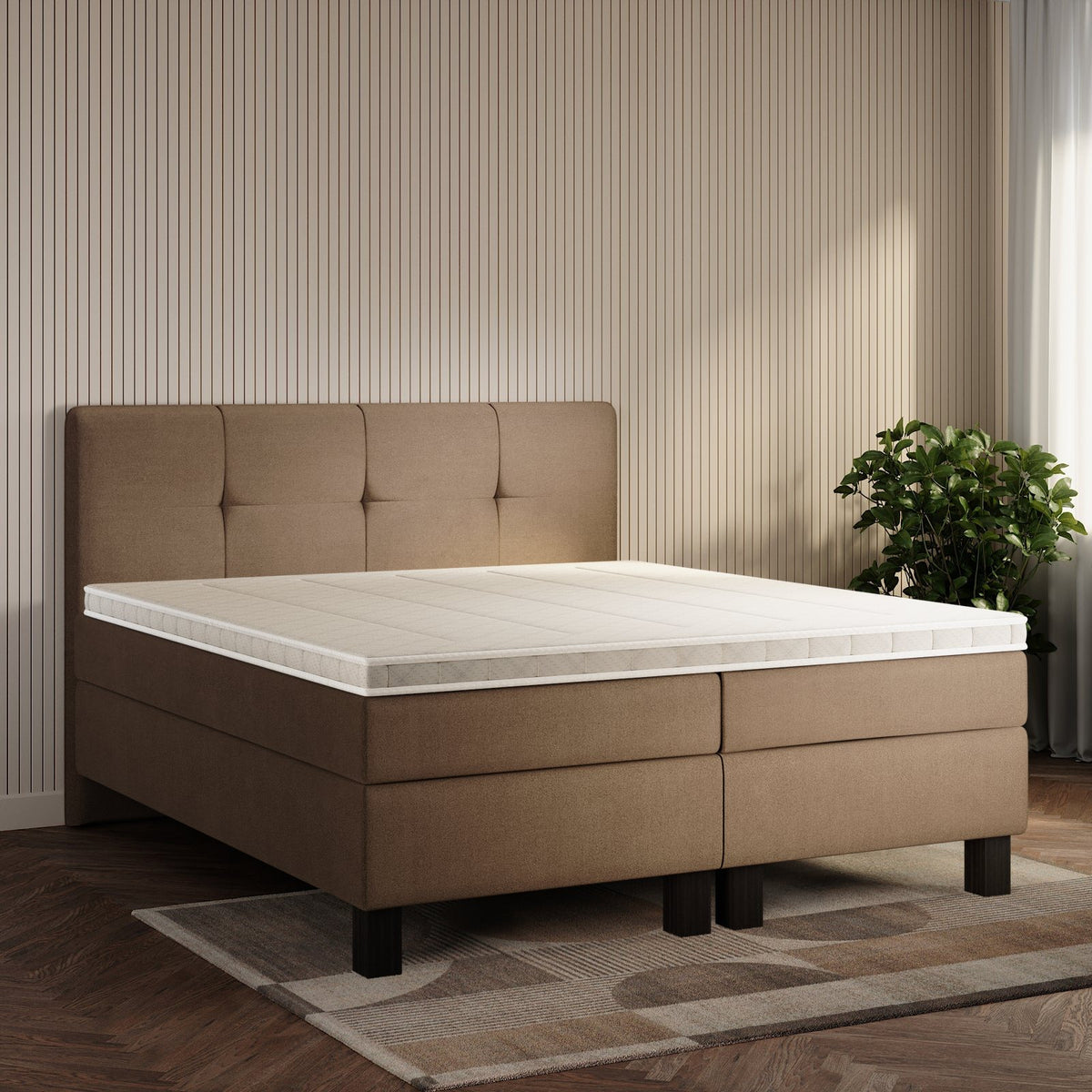 koami Boxspringbett Maelis in Samt Beige