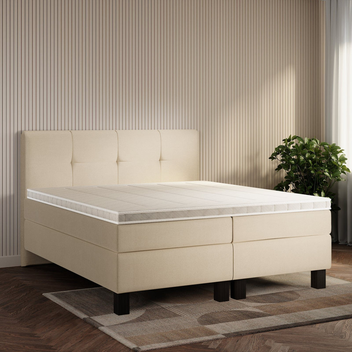 koami Boxspringbett Maelis in Samt Creme