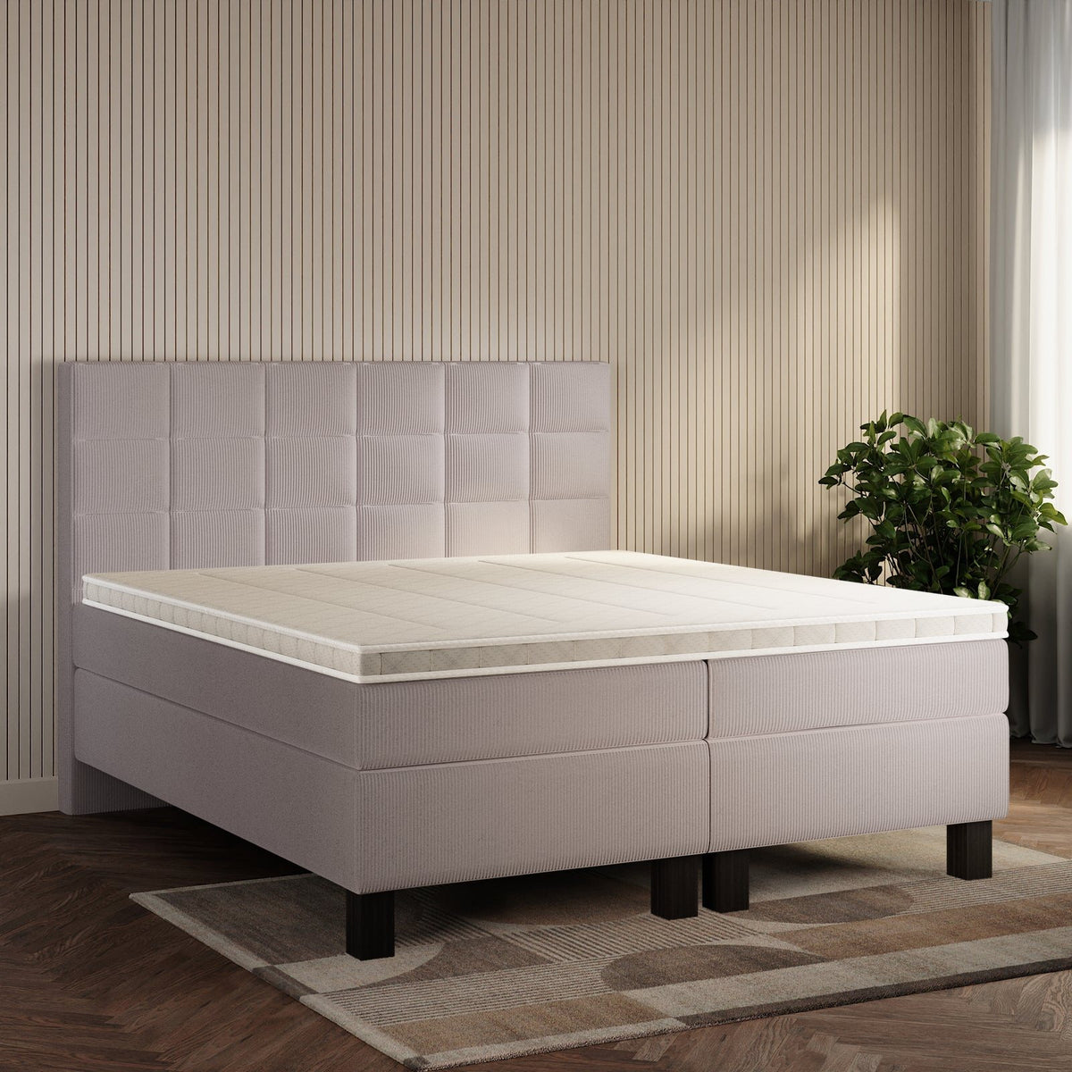 koami Boxspringbett Mirel in Cord Grau