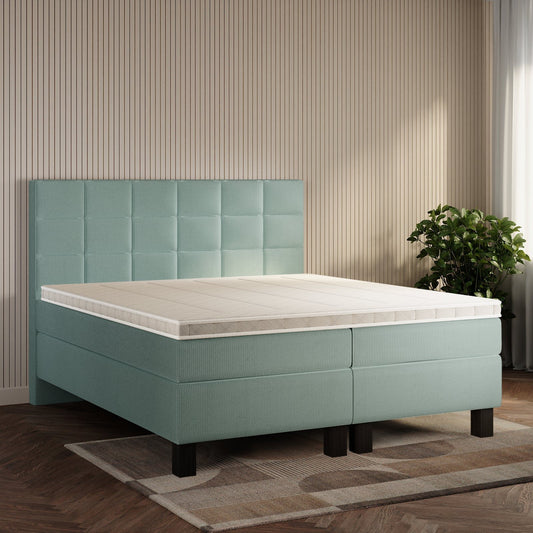koami Boxspringbett Mirel in Cord Blau
