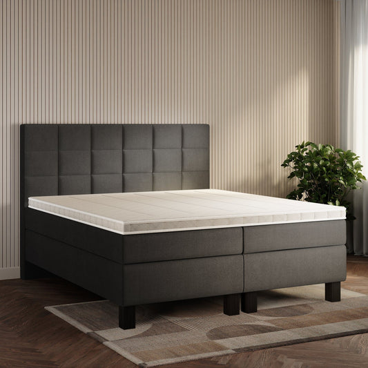 koami Boxspringbett Mirel in Samt Grau