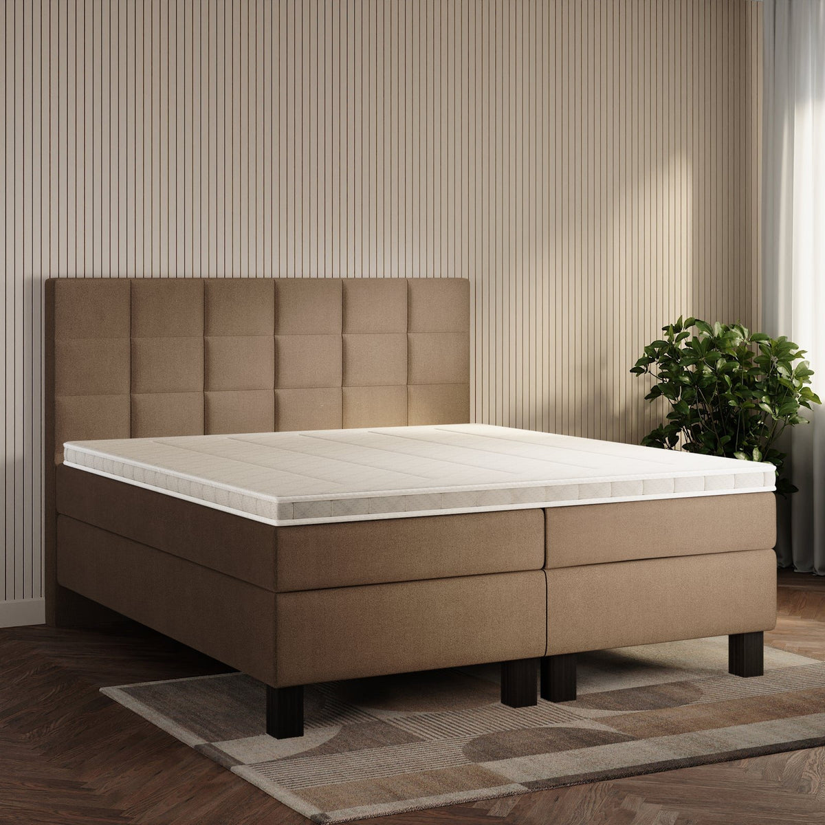 koami Boxspringbett Mirel in Samt Beige