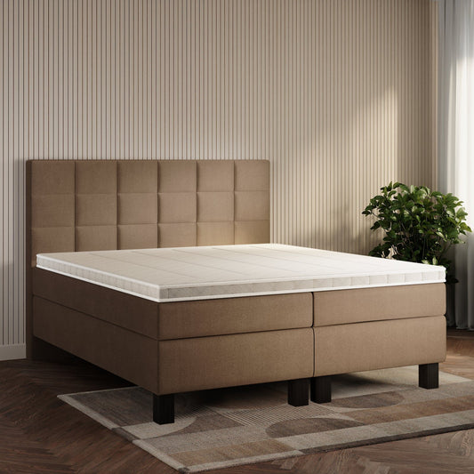 koami Boxspringbett Mirel in Samt Beige