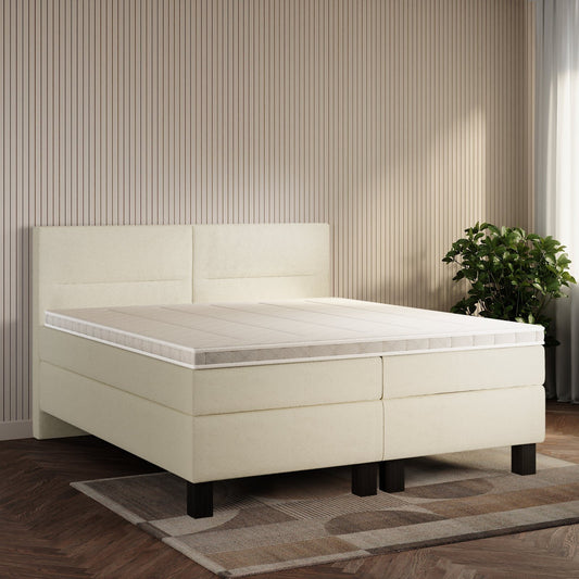 koami Boxspringbett Solane in Bouclé Elfenbein