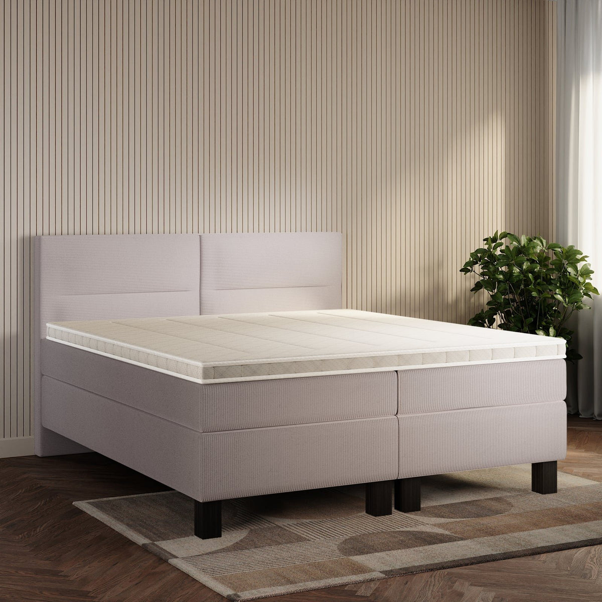 koami Boxspringbett Solane in Cord Grau