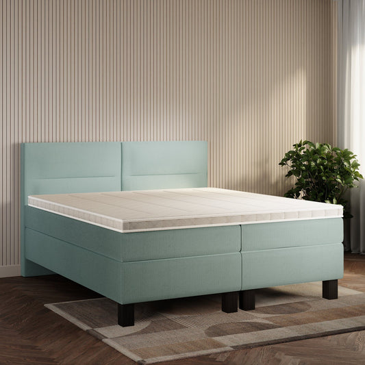 koami Boxspringbett Solane in Cord Blau