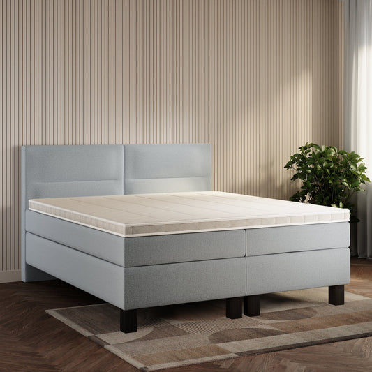 koami Boxspringbett Solane in Grober Stoff Dunkelgrau