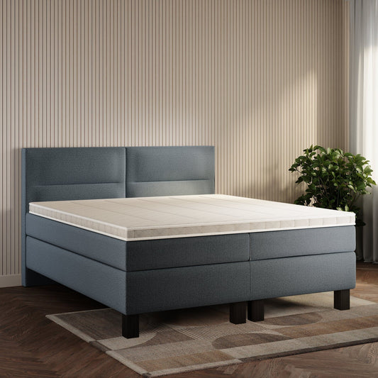 koami Boxspringbett Solane in Grober Stoff Anthrazit