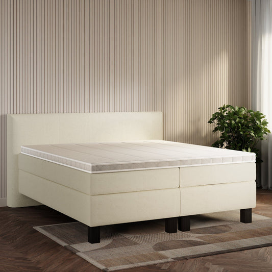 koami Boxspringbett Thalia in Bouclé Elfenbein