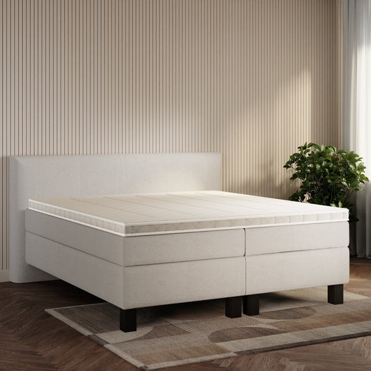 koami Boxspringbett Thalia in Bouclé Natur