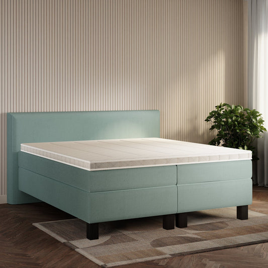 koami Boxspringbett Thalia in Cord Blau