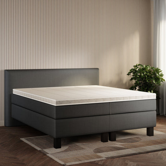 koami Boxspringbett Thalia in Feiner Stoff Anthrazit