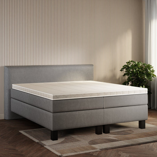 koami Boxspringbett Thalia in Kunstleder Grau